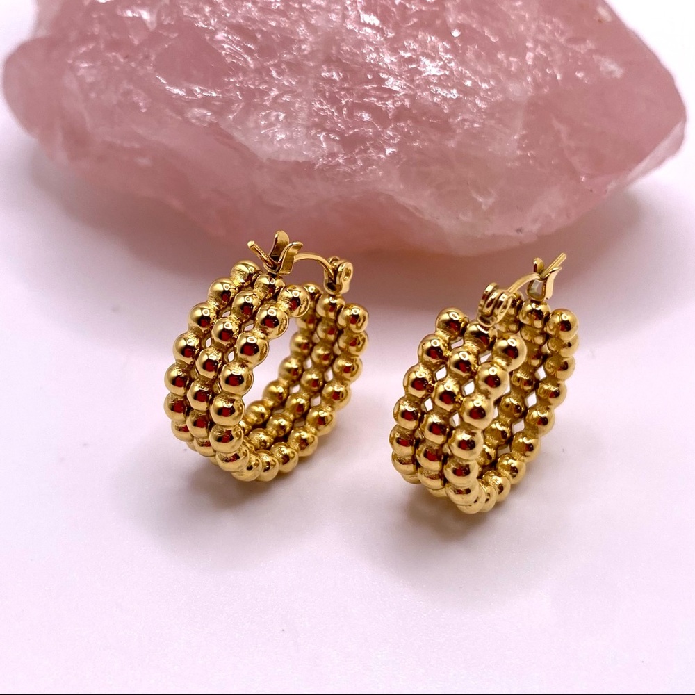 Triple layered hoop Earrings | 18K Gold plated huggie hoop earrings